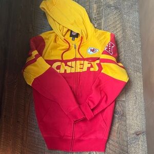 NFL Kansas City Chiefs Red and Yellow Hooded Puffer Jacket